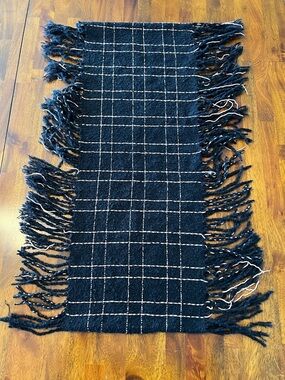 Maurices Windowpane Fringe Infinity Scarf | Black / Tan